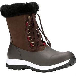 New brown mucks arctic apres lace winter boot size 6 cozy fur snow outdoor